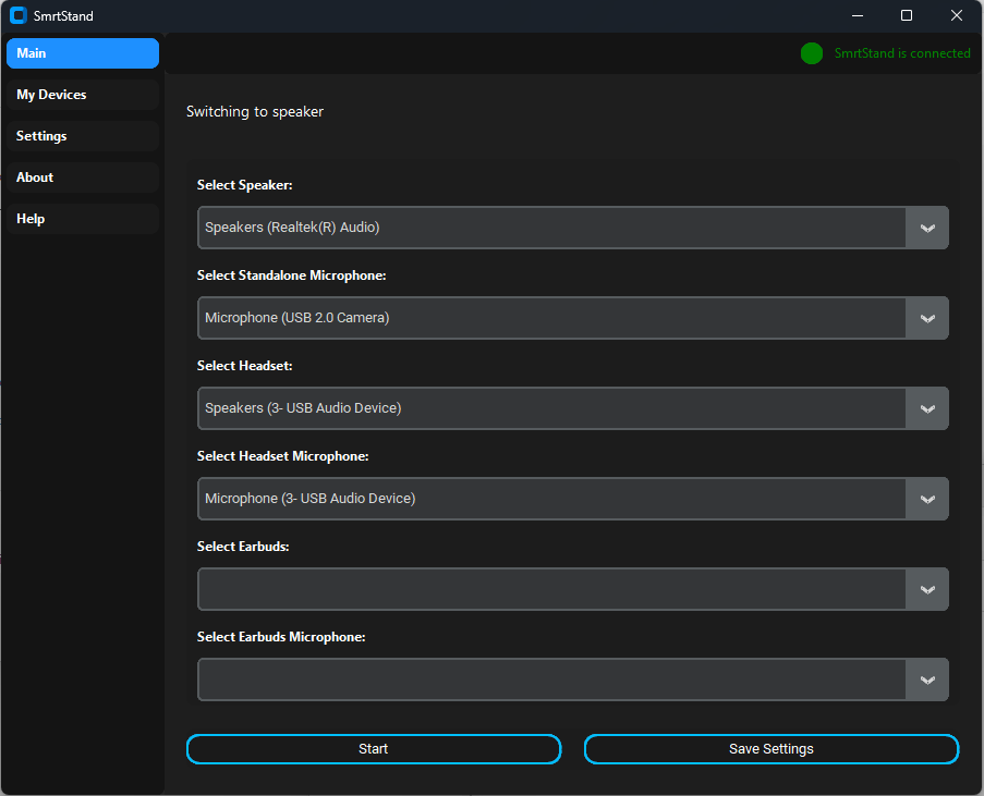 SmrtStand Software Screenshot